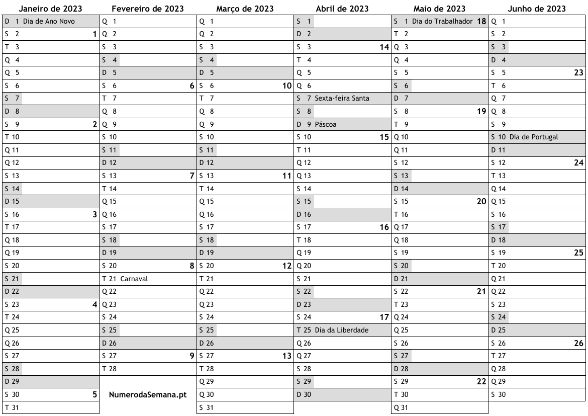 Excel Calendario 2023 Calendario 2023, primeiro semestre